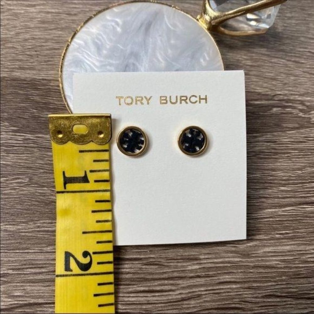 NWT Tory Burch Mini Black Stud Earrings - Picture 6 of 7